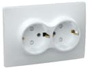 Розетка 2-м СП Кварта РСш12-3-КБ 16А IP20 с заземл. защ. шторки бел. IEK ERK21-K01-16-DM