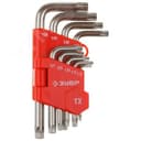 Набор ключей "Мастер" имбусовые короткие, Cr-V, сатинированное покрытие, пластиковый держатель, TORX Т10-Т50, 9 пред