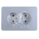 Розетка двойная скрытая со шторками белая