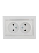 Розетка 2-м СП Mira 16А IP20 без заземл. с бел. вставкой керамика бел. LEZARD 701-0202-128