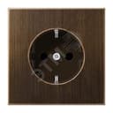 Штепсельная розетка SCHUKO одинарная, с заземлением, с шторками, 16A, 250В  (механизм + накладка, без рамки). Серия LS990  Материал- металл  Цвет- античная латунь