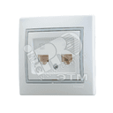 Мира Розетка RJ 45+RJ 11 белый с вставкой серый Lezard