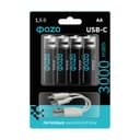 Аккумулятор литиевый AA 1.5В Li-Ion 3000мВт.ч 2000мА.ч зарядка от Type-C шнур в комплекте BL-4 (уп.4шт) ФАZА 5061606
