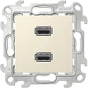 Коннектор 2хUSB, слоновая кость Simon