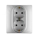 ETIKA Розетка двойная с заземлением со шторками алюминий автоматические зажимы