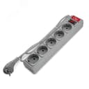 Сетевой фильтр СОЮЗ ПВС 3*0,75 5гн., выключатель с индикацией, с заземлением, серый 1,5м