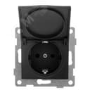 Розетка однопостовая Bravo с/з с з/ш и крышкой, в комплекте с кожухом IP44 К502, механизм, 16А, 250В, графит