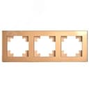 Рамка трехместная горизонтальная, стекло, Катрин, золото Stekker