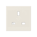 Розетка БС 2п+Е со шторками слоновая кость