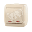 HATA Выключатель двухклавишный с подсветкой бежевый Lezard