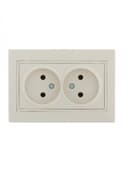 Розетка 2-м СП Mira 16А IP20 без заземл. со вставкой керамика крем. LEZARD 701-0303-128