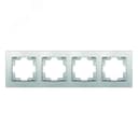 Рамка четырехместная горизонтальная Афина серебро (еврослот) Универсал