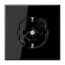 Штепсельная розетка SCHUKO одинарная, с заземлением, без шторок, 16A, 250В  (механизм + накладка, без рамки). Серия LS990  Материал- дуропласт  Цвет- черный