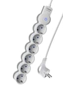 Удлинитель 6х5м с заземл. IP20 с выкл. 10А 2200Вт 220В защ. шторки ПВС 3х1 бел. КОСМОС YKsm5m-6g-Z-V10A-W