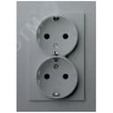 Розетка Schuko двойная с защитными шторками 16A 250V~ 2P+T, цвет Алюминий