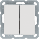 Выключатель двухклавишный 10A 250V~ с накладкой, цвет белый глянцевый Jasmart