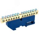 Шина "N" нулевая с синим изолятором на DIN-рейку 8x12 мм стойка бол. 14 групп 11-2350 REXANT