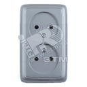 Розетка двойная наружная с изоляционной пластиной серебро