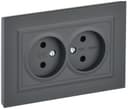Розетка 2-м СП BRITE РС12-2-БрГ 10А в сборе без заземл. без защ. шторок графит IEK BR-R20-10-K53-F