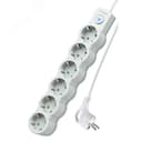 Удлинитель 1.5м, ПВС 3х0.75 6  гнезд, заземление, выключатель 10А белый