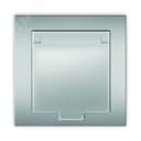 Розетка одноместная с крышкой UNIVersal серия Афина с/з, с/у, 16А, 220В, серебро (еврослот), механизм