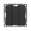 Выключатель трехклавишный UNIVersal серия Афина, с/у, 10А, 220В, графит (еврослот), механизм Универсал