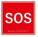 Табличка тактильная с пиктограммой "SOS" (150x150мм) (красный фон) Hostcall MP-010R1