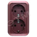 Розетка двойная накладная орех с заземлением