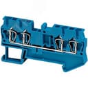 Клеммник пружинный проходной 2.5мм.кв 4 точки подключения синий