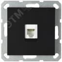 Телефонная розетка RJ11 с накладкой, цвет черный матовый (soft touch)