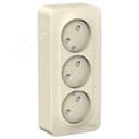 Розетка BLANCA наружная трехпостовая, без заземления, со шторками, с изолирующей пластиной, 16А, 250В, молочный Systeme Electric