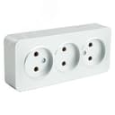 Розетка трехместная б/з 250В 10А серия София серебро STEKKER