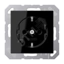 Штепсельная розетка SCHUKO одинарная, с заземлением, с шторками, 16A, 250В  (механизм + накладка, без рамки). Серия A500  Материал- термопласт  Цвет- черный