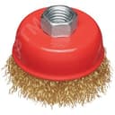 Корщетка-чашка, гайка М14, стальная латунированная волнистая проволока 65 мм, блистер