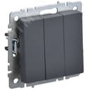 BRITE Выключатель трехклавишный 10А ВС10-3-0-БрГ графит