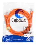 Патч-корд UTP, категория 6, 3 м, неэкранированный, оранжевый Cabeus PC-UTP-RJ45-Cat.6-3m-OR