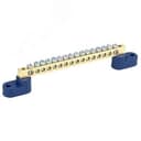 Шина "N" нулевая 6х9 мм на двух угловых синих изоляторах 16 групп, REXANT