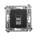 Компьютерная розетка RJ-45 в стену, кат.5e одинарнаяэкранированная,"Avanti", "Черный матовый"