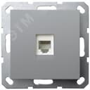 Телефонная розетка RJ11 с накладкой, цвет Алюминий