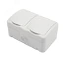 Блок горизонтальный 2 розетки (керамика) Mini OG IP54 с заземлением, о/у, белый