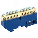 Шина "N" нулевая с синим изолятором на DIN-рейку 8х12 мм стойка бол. 10 групп, REXANT