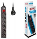 Удлинитель с сетевым фильтром 6х1.8м с заземл. 10А IP20 600SH-1.8-B 2.2кВт CCA черн. BURO 992264