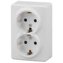 Розетка 2х2P+E Schuko, 16A-250В, ОУ, Эра Эксперт, белый, 11-2205-01