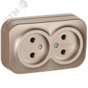 GLORY Розетка 2-местная для открытой установки без заземления без защитных шторок 10А РС22-2-ХШм шампань матовый IEK