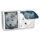 15 Aqua Розетка двойная 2Р+Е Schuko со шторками с крышкой полупр. IP54 16А 250В винт.зажим S15A белый Simon