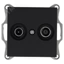 Розетка TV+FM9.5 мм проходная с накладкой, цвет черный матовый (soft touch) Jasmart