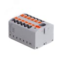 Блок распределительный, зажим push-in, 1 ввод 6 кв.мм, 12 точек подключения 2,5 кв.мм, серый