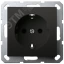 Розетка Schuko с защитными шторками 16A 250V~ 2P+T, цвет черный матовый (soft touch)