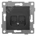 Розетка компьютерная и телефонная RJ45, RJ12 Bravo, механизм, графит