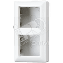 Коробка для накладного монтажа 2-я с негорючим основанием, в комплекте с рамкой  для установки устройств и накладок серии A  для горизонтальной/вертикальной установки  Серия- AS500  Материал- дуропласт  Цвет- белый